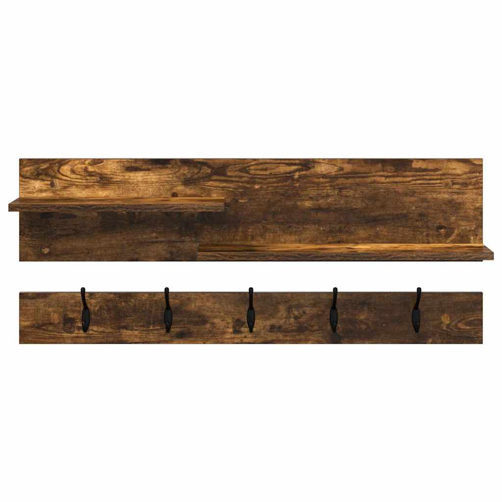 Vegghengt kleshenger Røkt eik 90 x 15 x 36 cm Konstruert tre