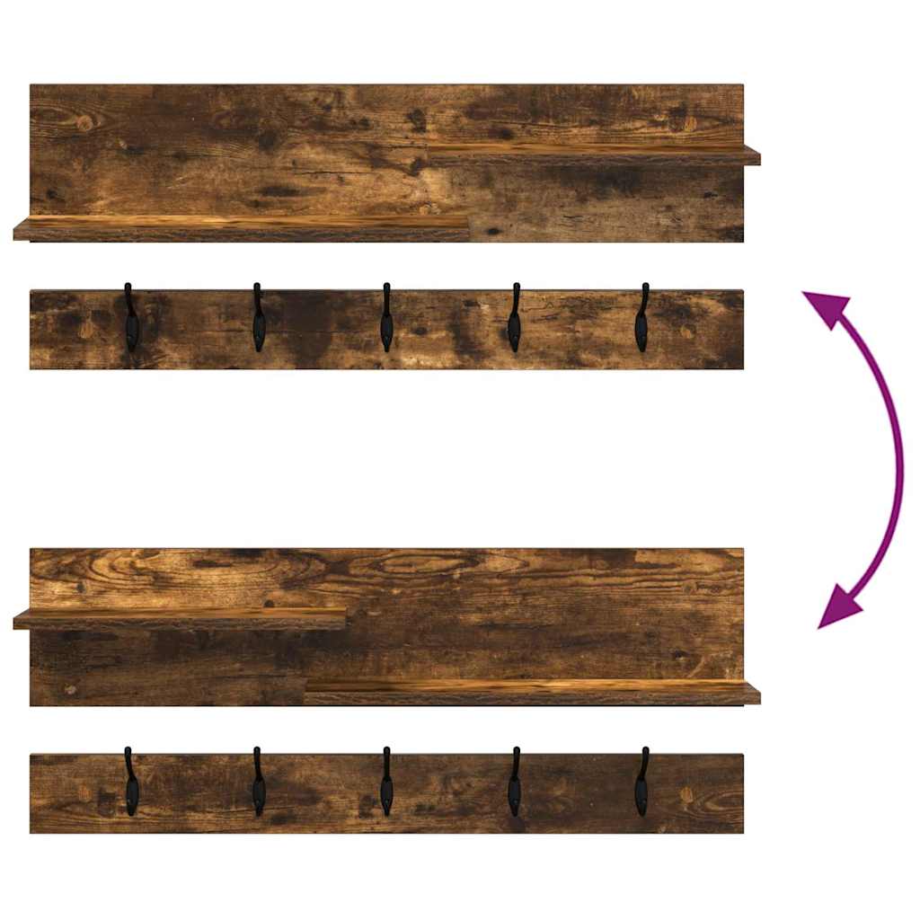 Vegghengt kleshenger Røkt eik 90 x 15 x 36 cm Konstruert tre