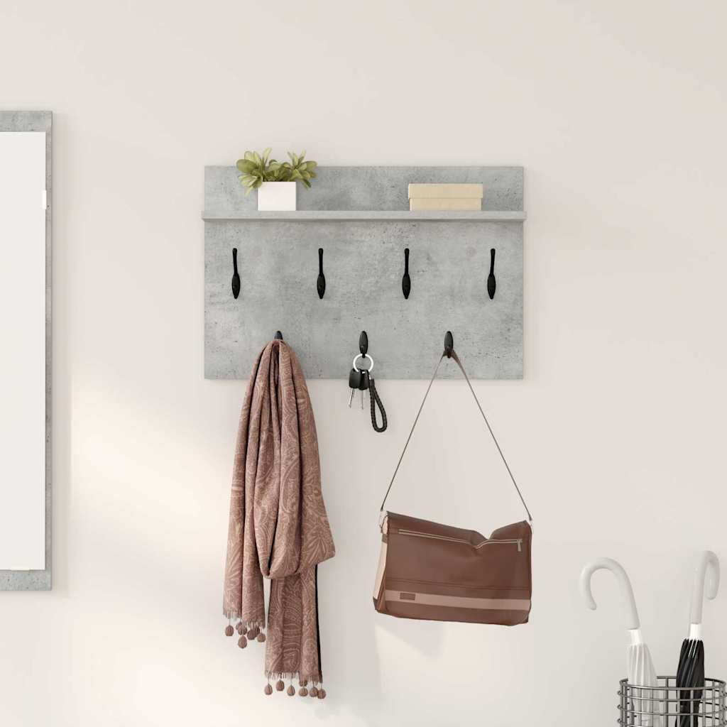 Vegghengt kleshenger Betonggrå 60 x 40 x 12 cm Konstruert tre