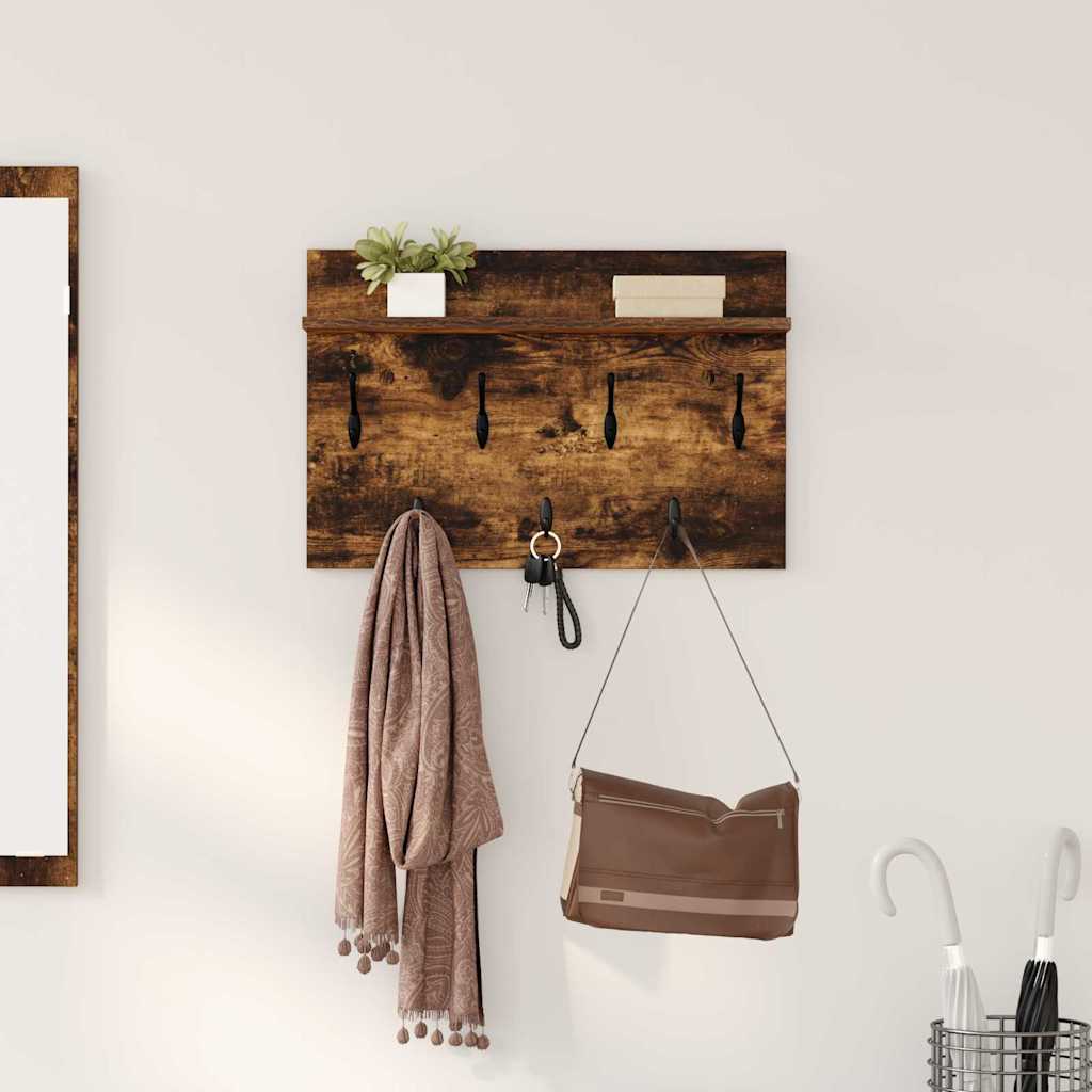 Vegghengt kleshenger Røkt eik 60 x 40 x 12 cm Konstruert tre