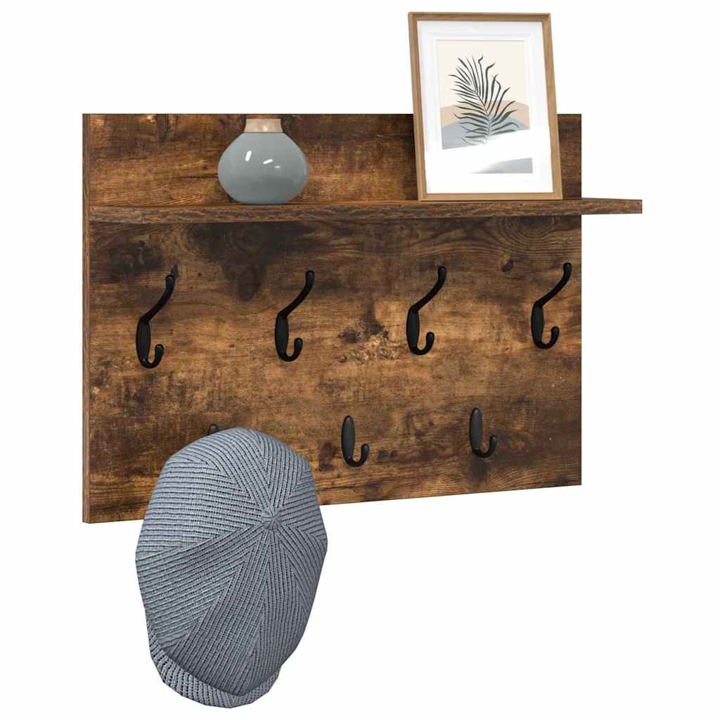 Vegghengt kleshenger Røkt eik 60 x 40 x 12 cm Konstruert tre