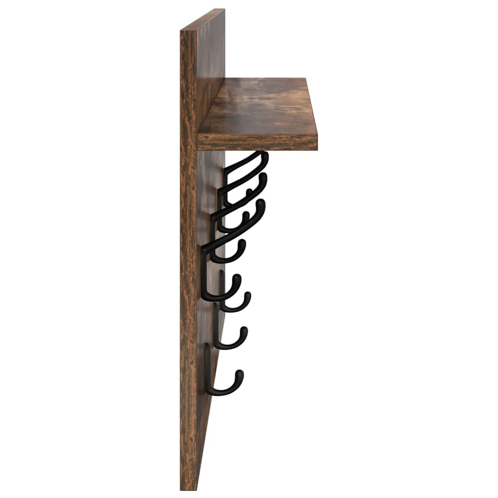 Vegghengt kleshenger Røkt eik 60 x 40 x 12 cm Konstruert tre
