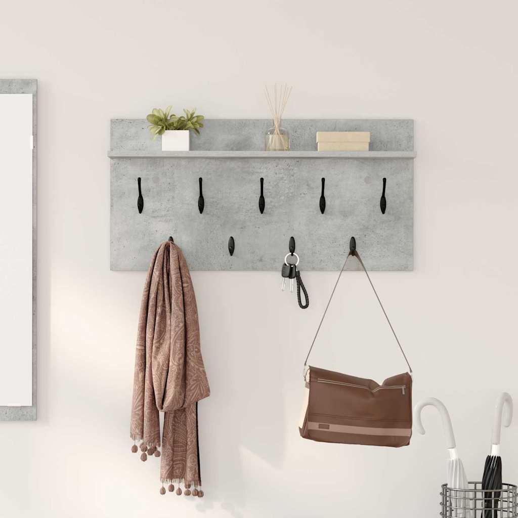 Vegghengt kleshenger Betonggrå 80 x 40 x 12 cm Konstruert tre
