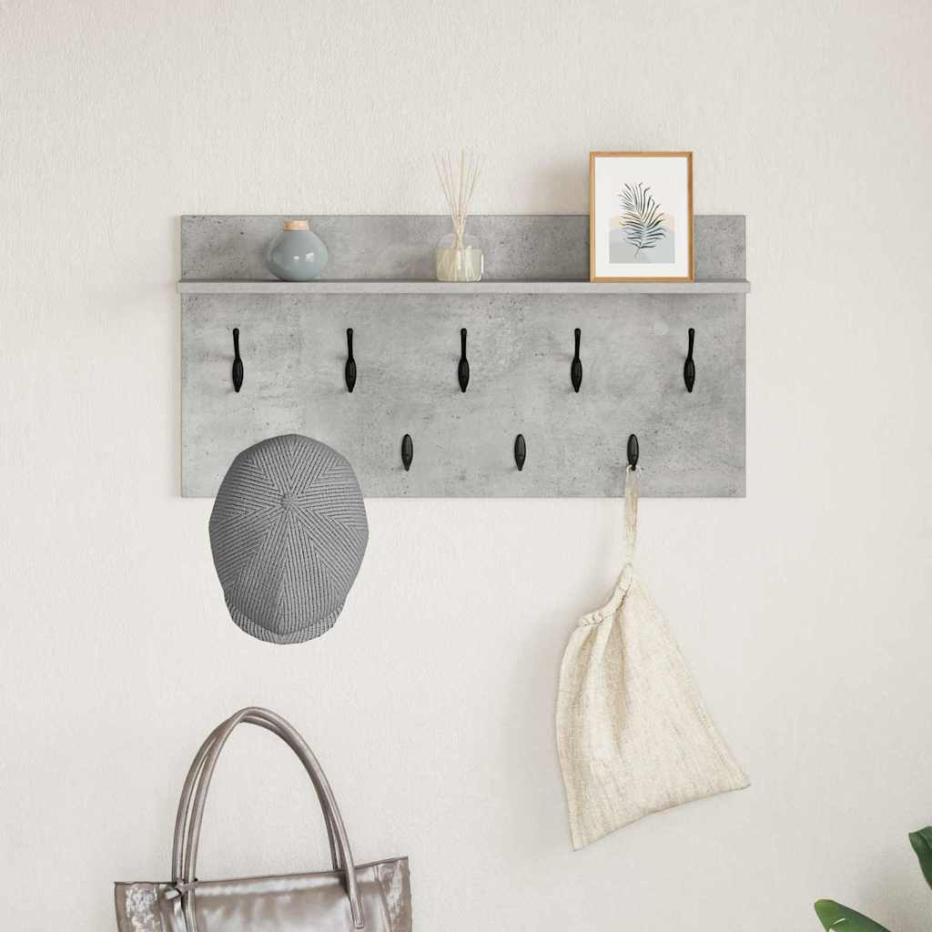 Vegghengt kleshenger Betonggrå 80 x 40 x 12 cm Konstruert tre