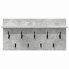 Vegghengt kleshenger Betonggrå 80 x 40 x 12 cm Konstruert tre