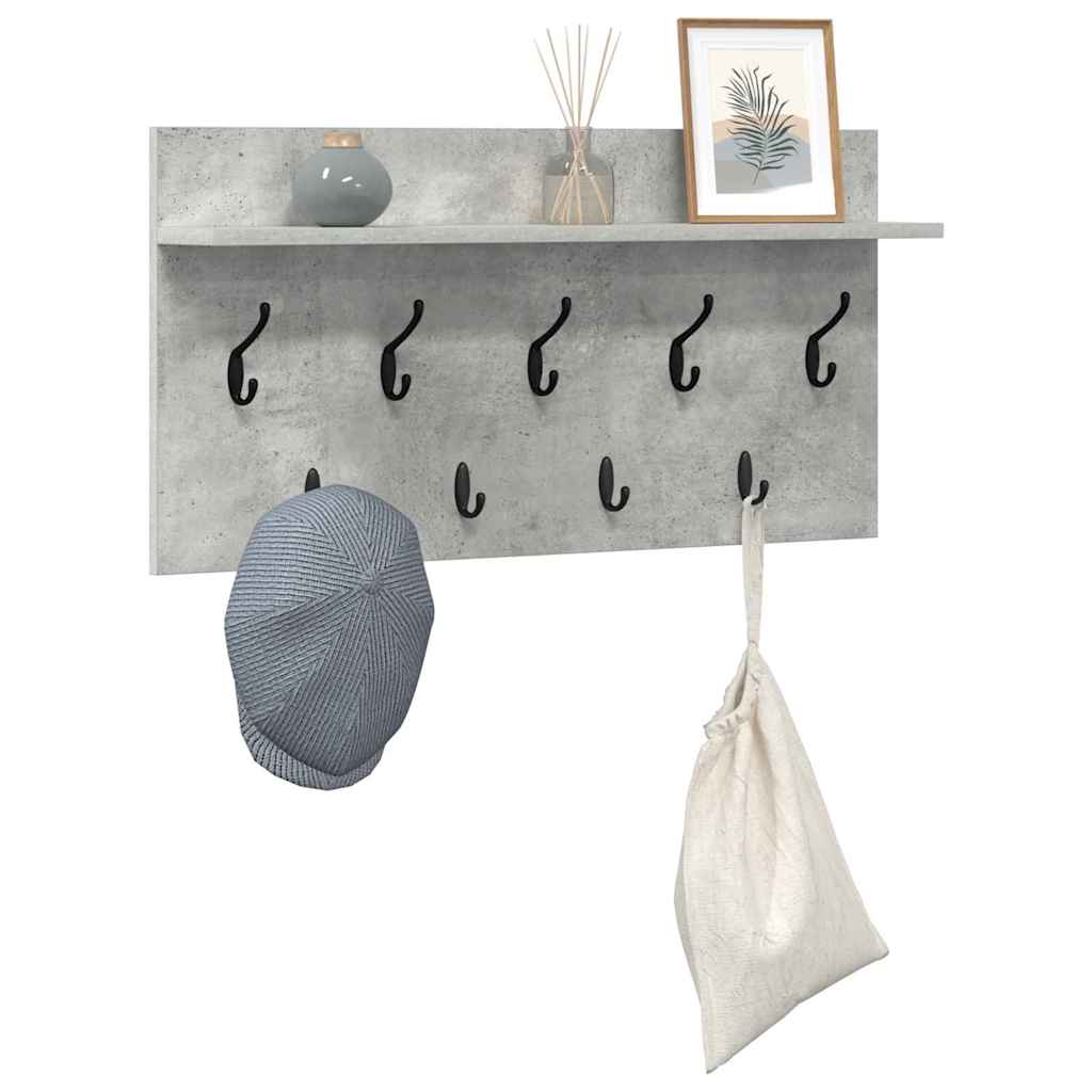 Vegghengt kleshenger Betonggrå 80 x 40 x 12 cm Konstruert tre
