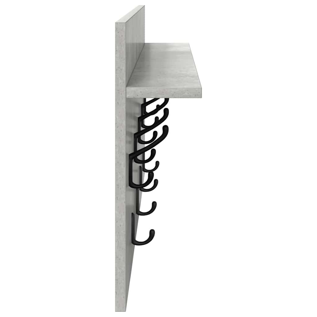 Vegghengt kleshenger Betonggrå 80 x 40 x 12 cm Konstruert tre