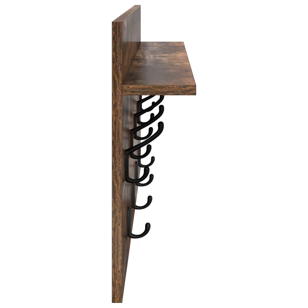 Vegghengt kleshenger Røkt eik 80 x 40 x 12 cm Konstruert tre
