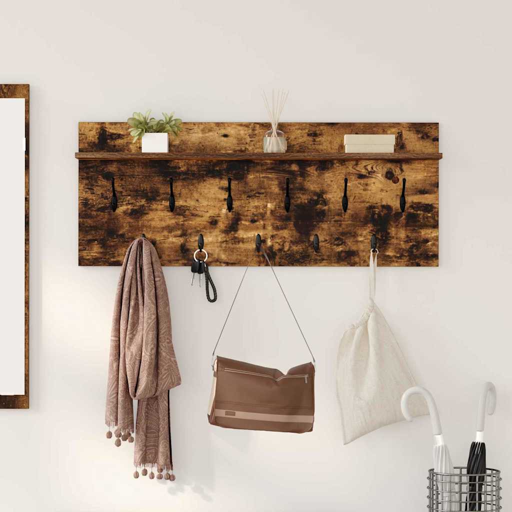 Vegghengt kleshenger Røkt eik 100 x 40 x 12 cm Konstruert tre