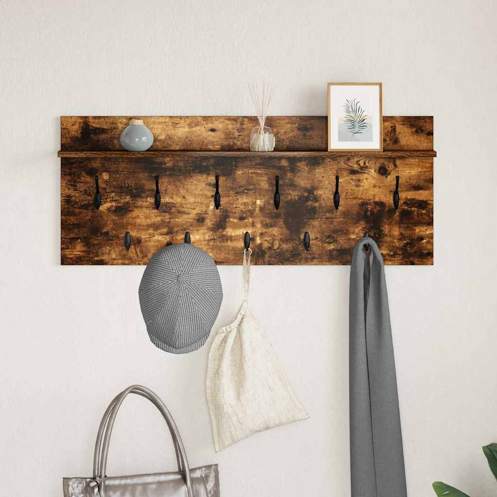 Vegghengt kleshenger Røkt eik 100 x 40 x 12 cm Konstruert tre