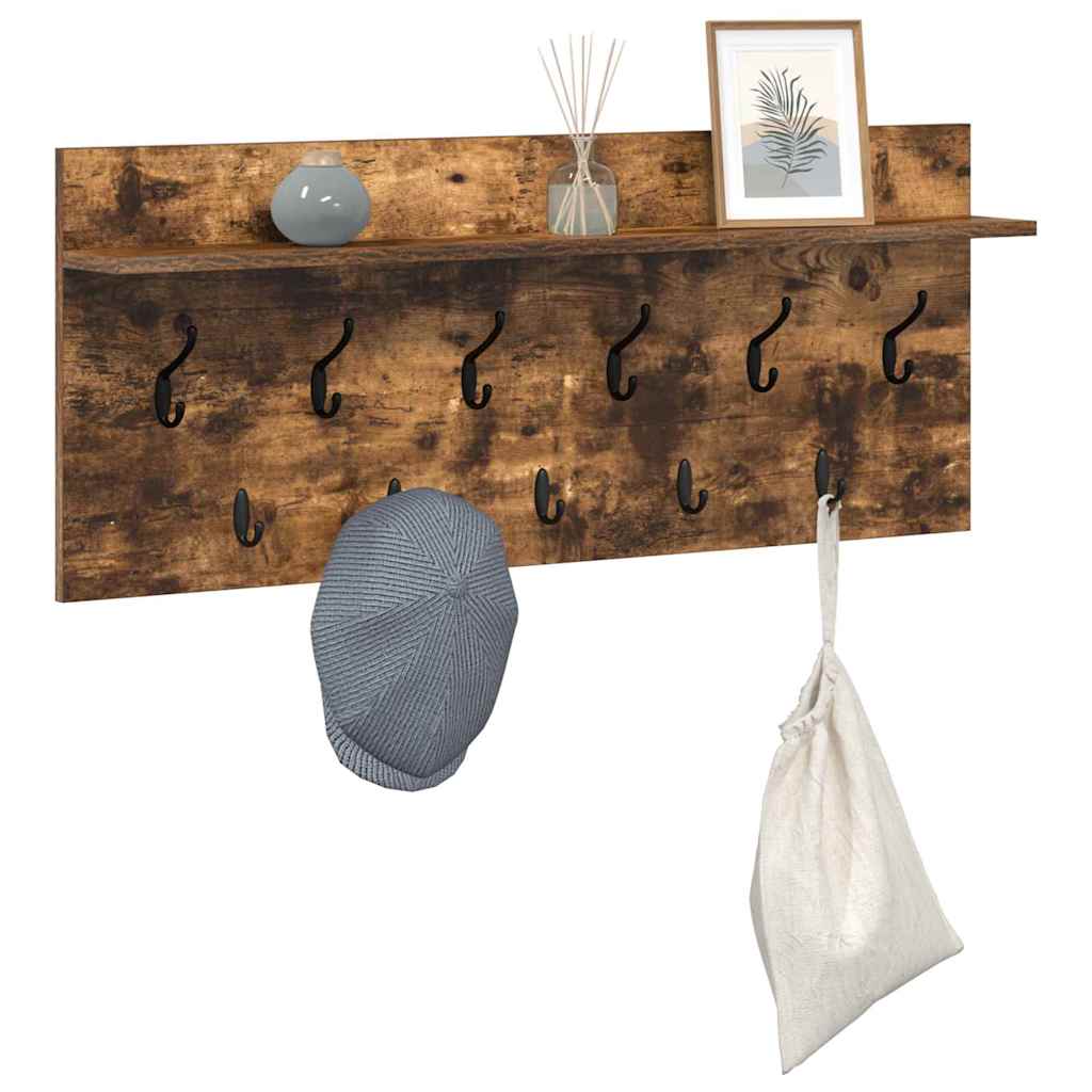 Vegghengt kleshenger Røkt eik 100 x 40 x 12 cm Konstruert tre