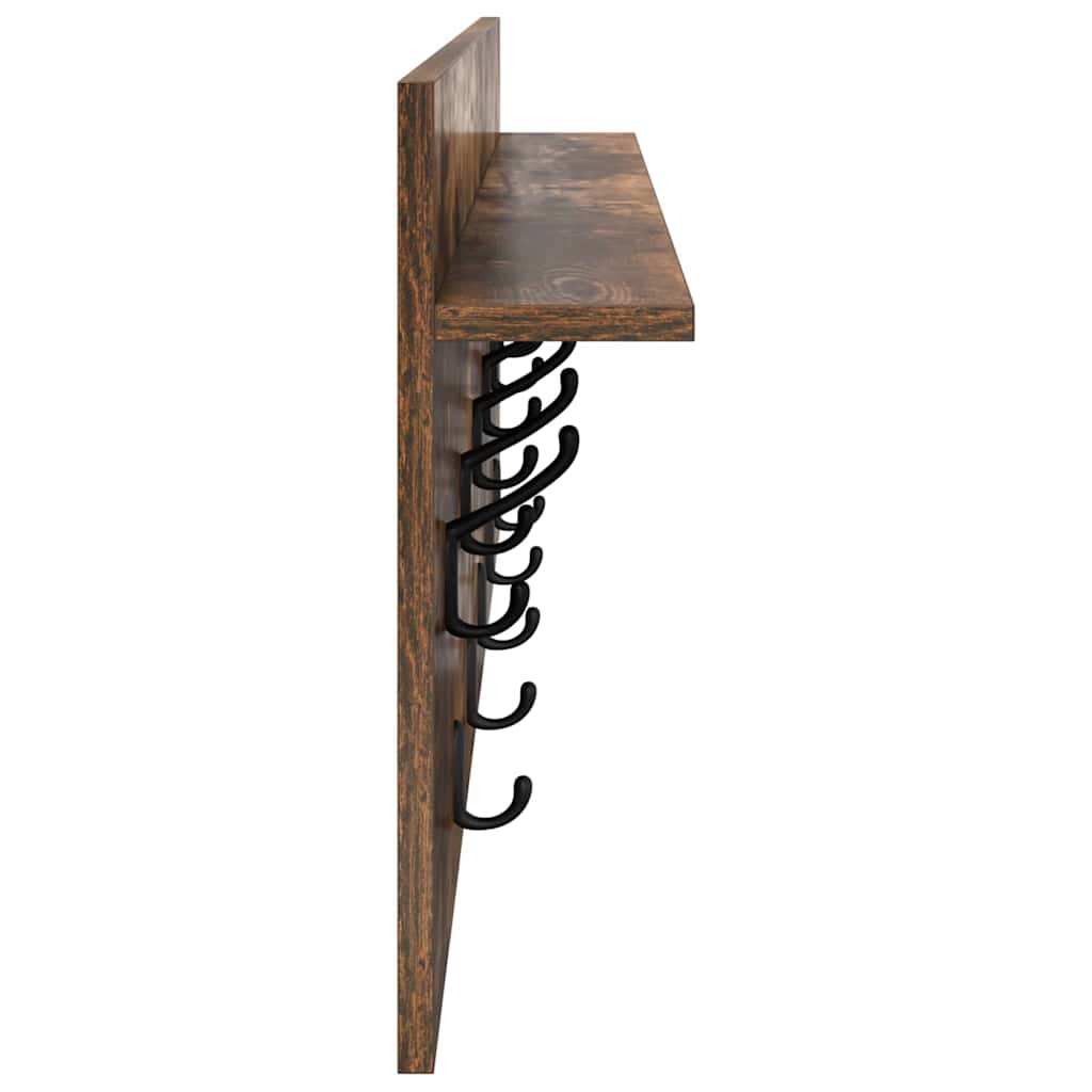 Vegghengt kleshenger Røkt eik 100 x 40 x 12 cm Konstruert tre