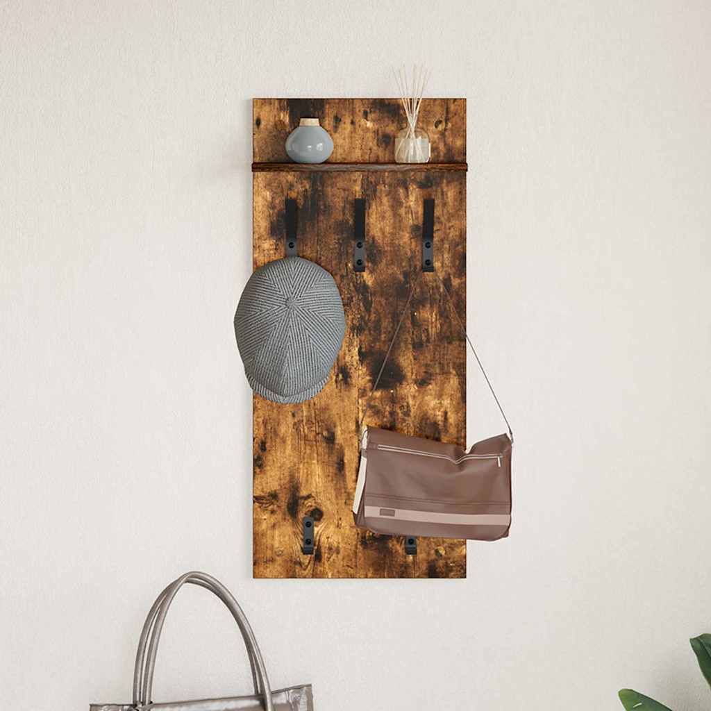 Vegghengt kleshenger Røkt eik 90 x 40 x 10 cm Konstruert tre