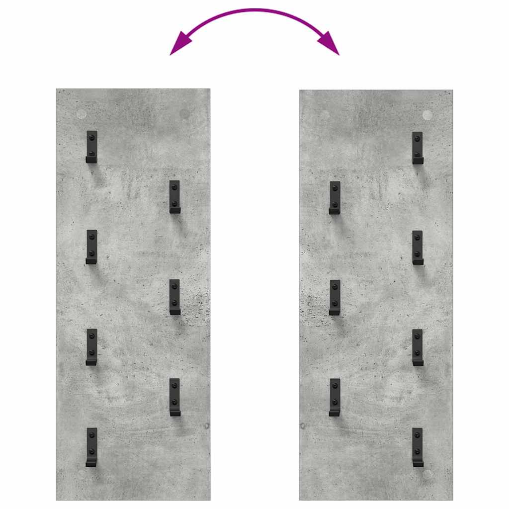 Vegghengt kleshenger Betonggrå 30 x 1.5 x 80 cm Konstruert tre