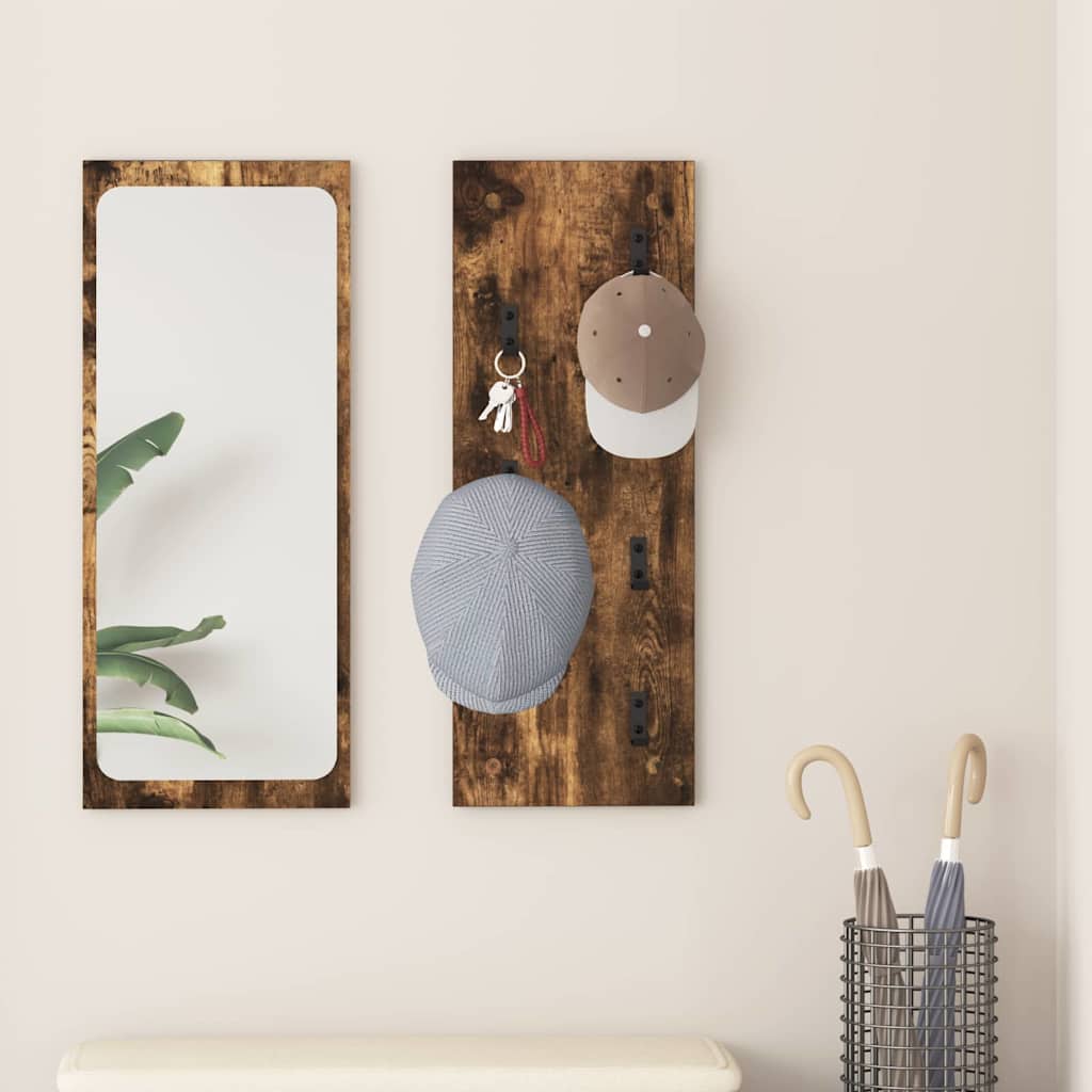Vegghengt kleshenger Røkt eik 30 x 1.5 x 80 cm Konstruert tre