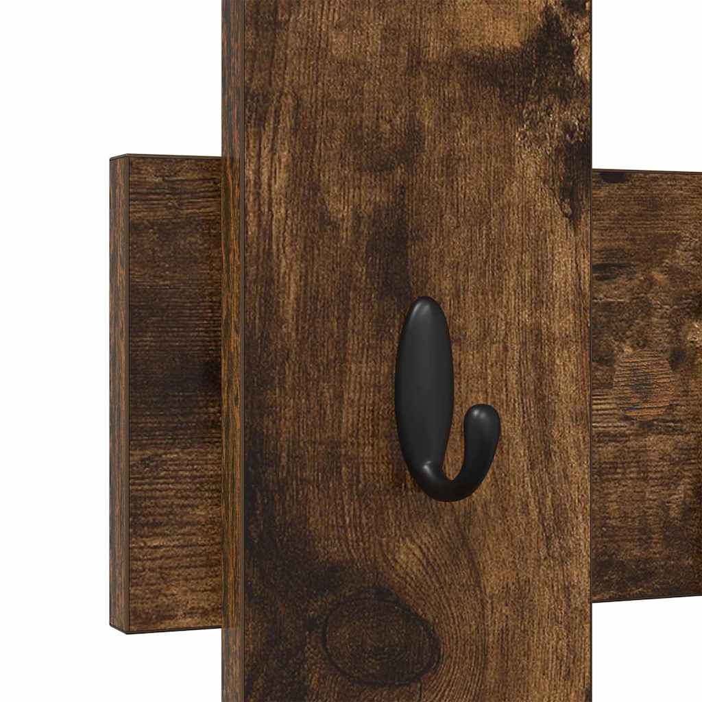 Vegghengt kleshenger Røkt eik 60 x 3 x 82 cm Konstruert tre