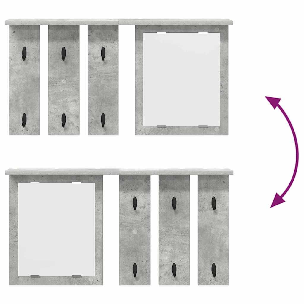 Vegghengt kleshenger Betonggrå 85 x 10 x 45 cm Konstruert tre