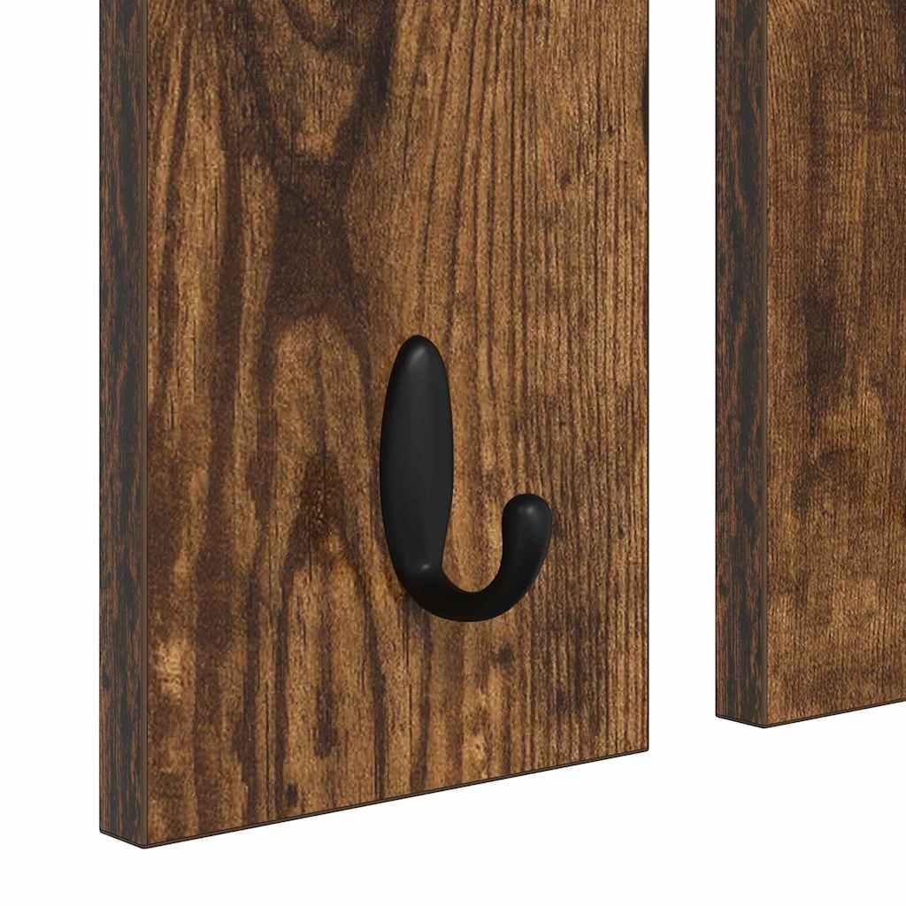 Vegghengt kleshenger Røkt eik 85 x 10 x 45 cm Konstruert tre