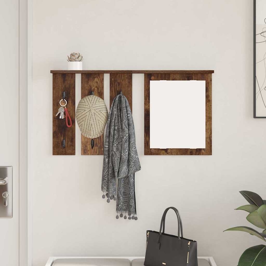 Vegghengt kleshenger Røkt eik 85 x 10 x 45 cm Konstruert tre