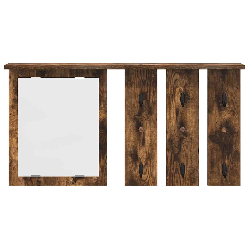 Vegghengt kleshenger Røkt eik 85 x 10 x 45 cm Konstruert tre