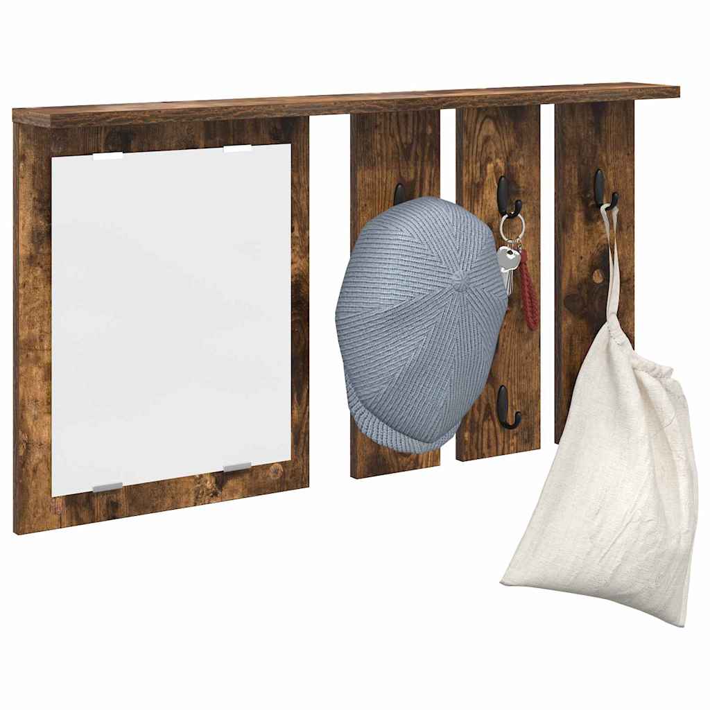 Vegghengt kleshenger Røkt eik 85 x 10 x 45 cm Konstruert tre