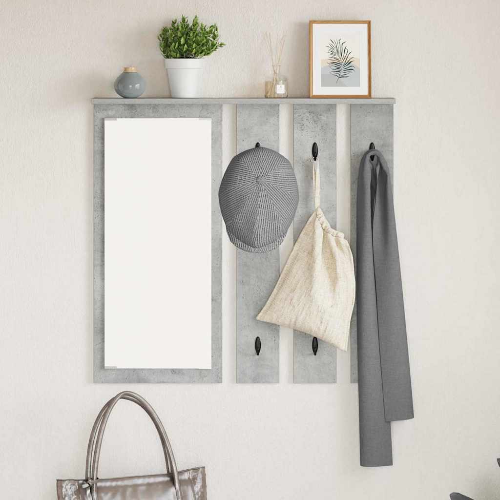 Vegghengt kleshenger Betonggrå 84 x 10 x 80 cm Konstruert tre