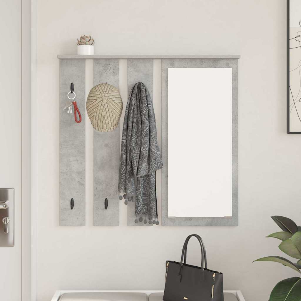 Vegghengt kleshenger Betonggrå 84 x 10 x 80 cm Konstruert tre