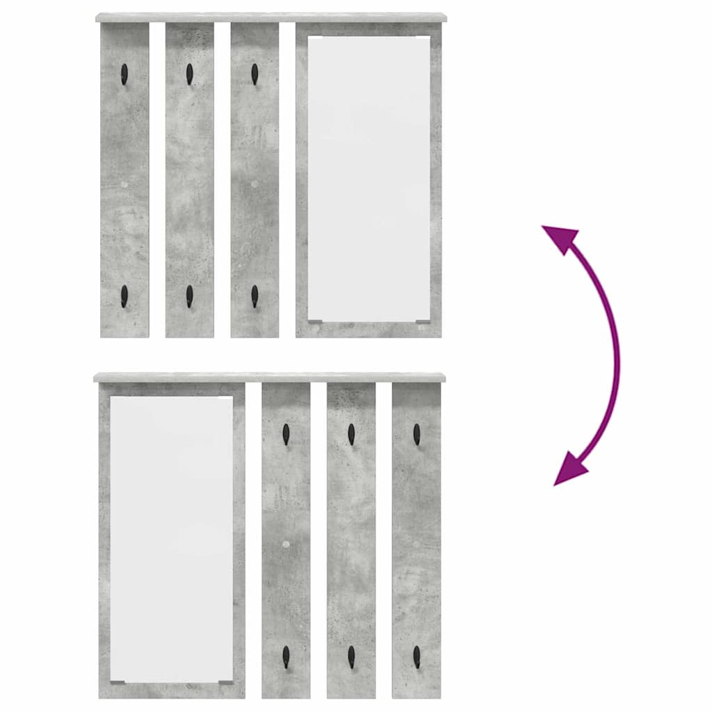 Vegghengt kleshenger Betonggrå 84 x 10 x 80 cm Konstruert tre