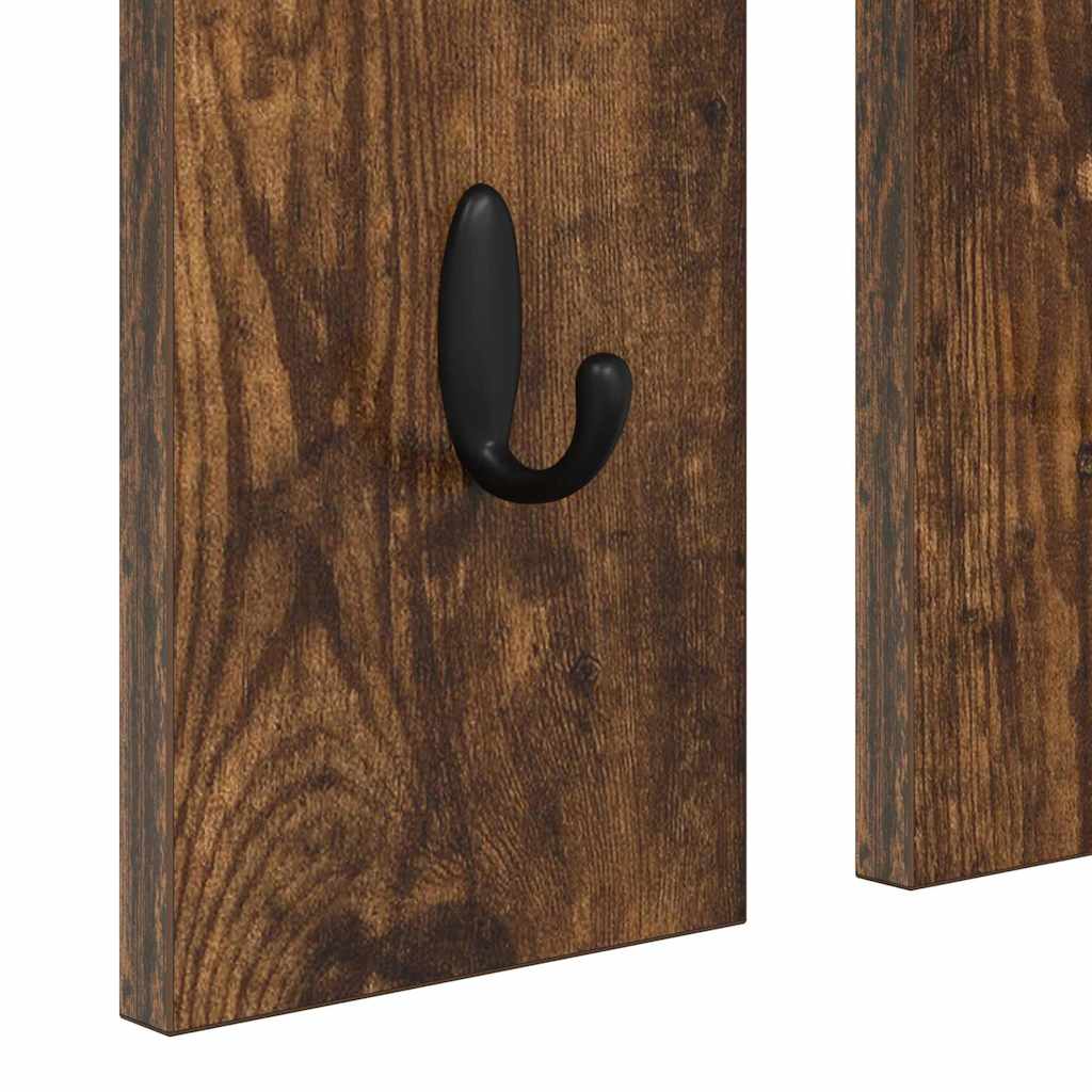 Vegghengt kleshenger Røkt eik 84 x 10 x 80 cm Konstruert tre