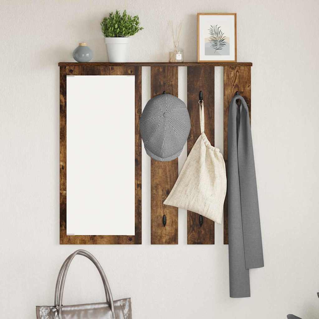 Vegghengt kleshenger Røkt eik 84 x 10 x 80 cm Konstruert tre