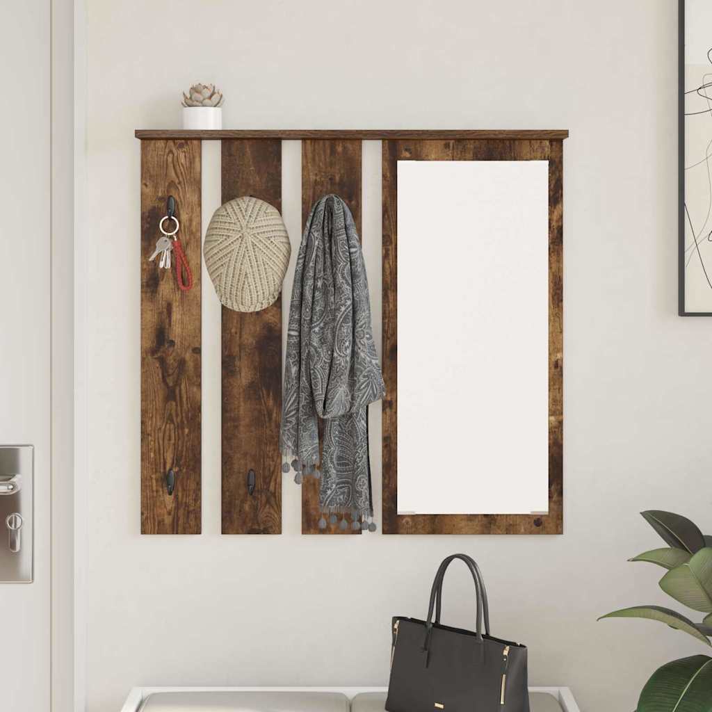 Vegghengt kleshenger Røkt eik 84 x 10 x 80 cm Konstruert tre
