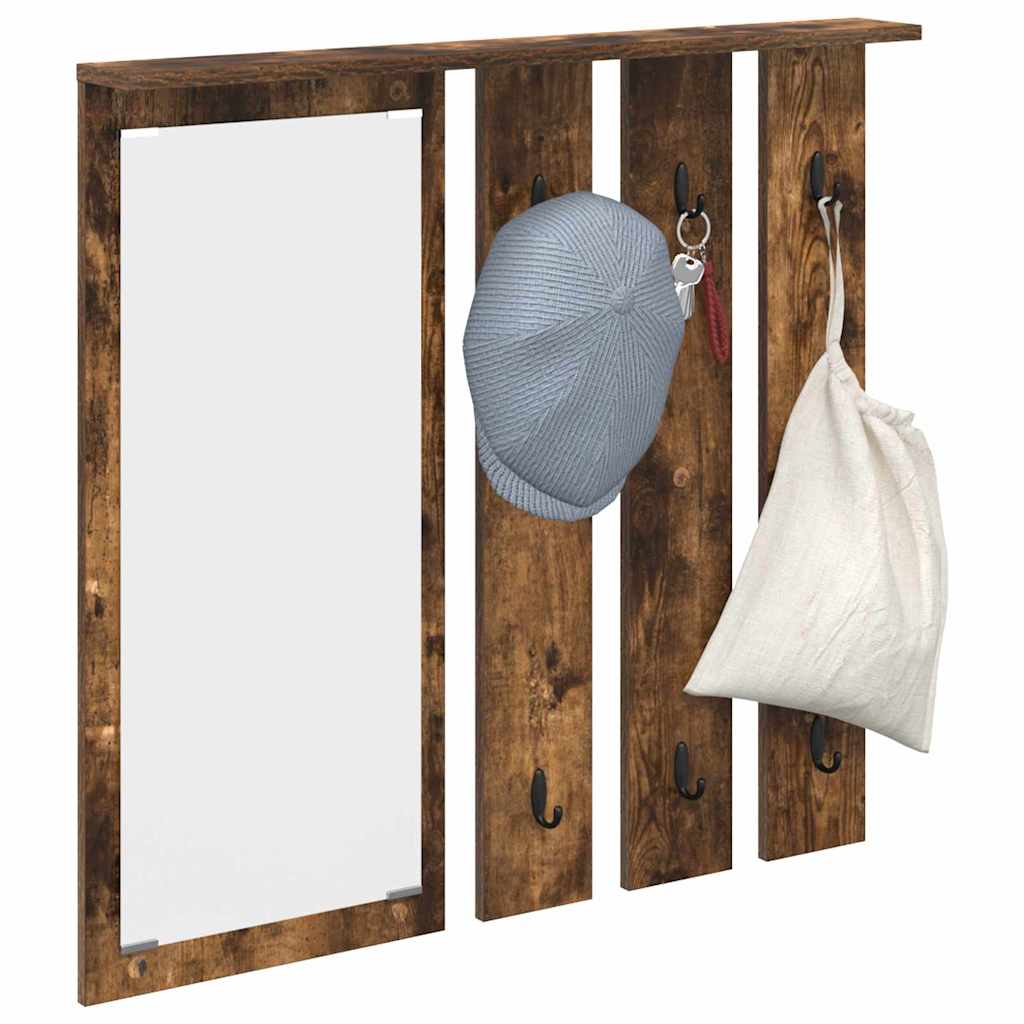 Vegghengt kleshenger Røkt eik 84 x 10 x 80 cm Konstruert tre