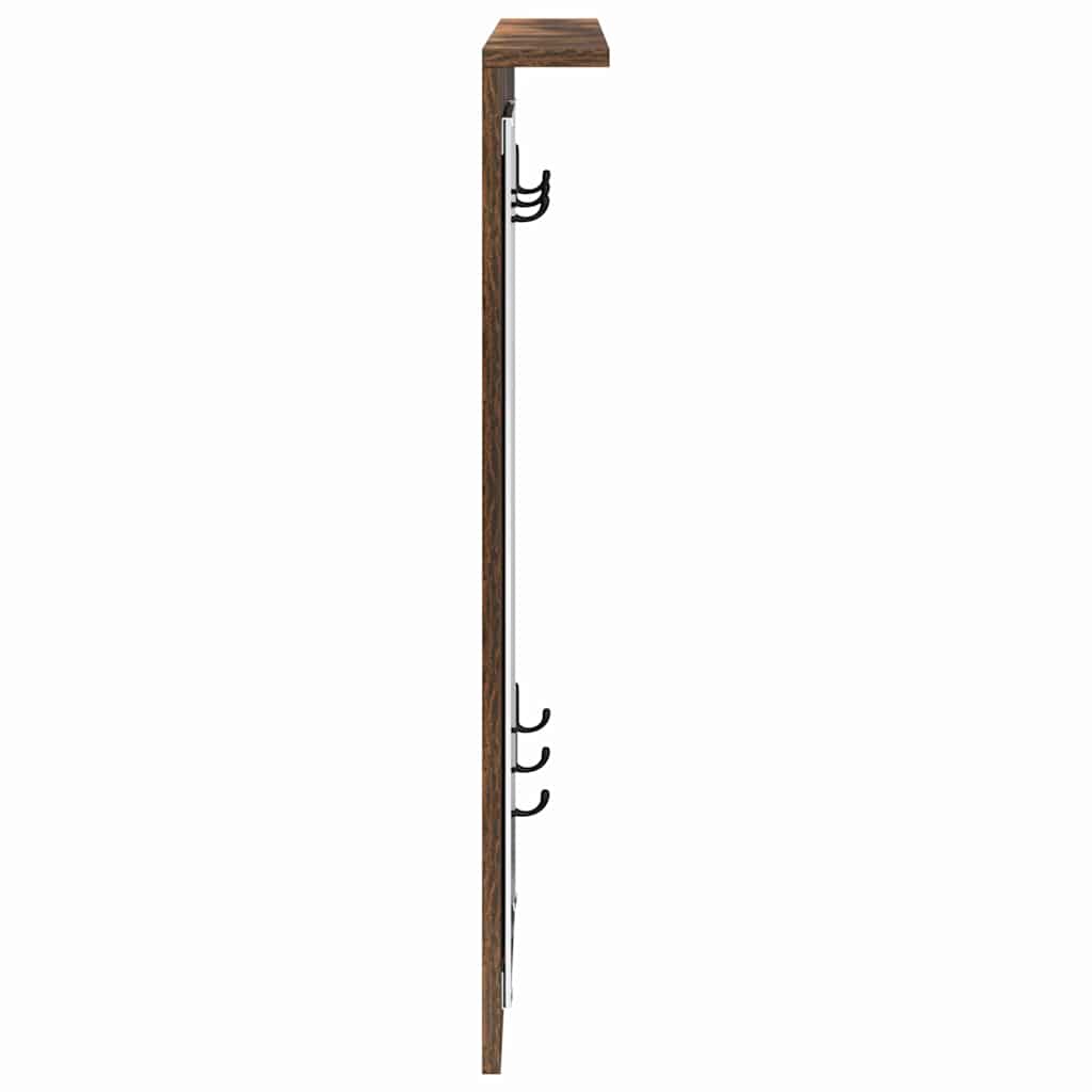 Vegghengt kleshenger Røkt eik 84 x 10 x 80 cm Konstruert tre