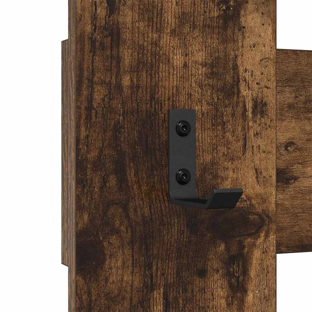 Vegghengt kleshenger Røkt eik 65 x 3 x 100 cm Konstruert tre