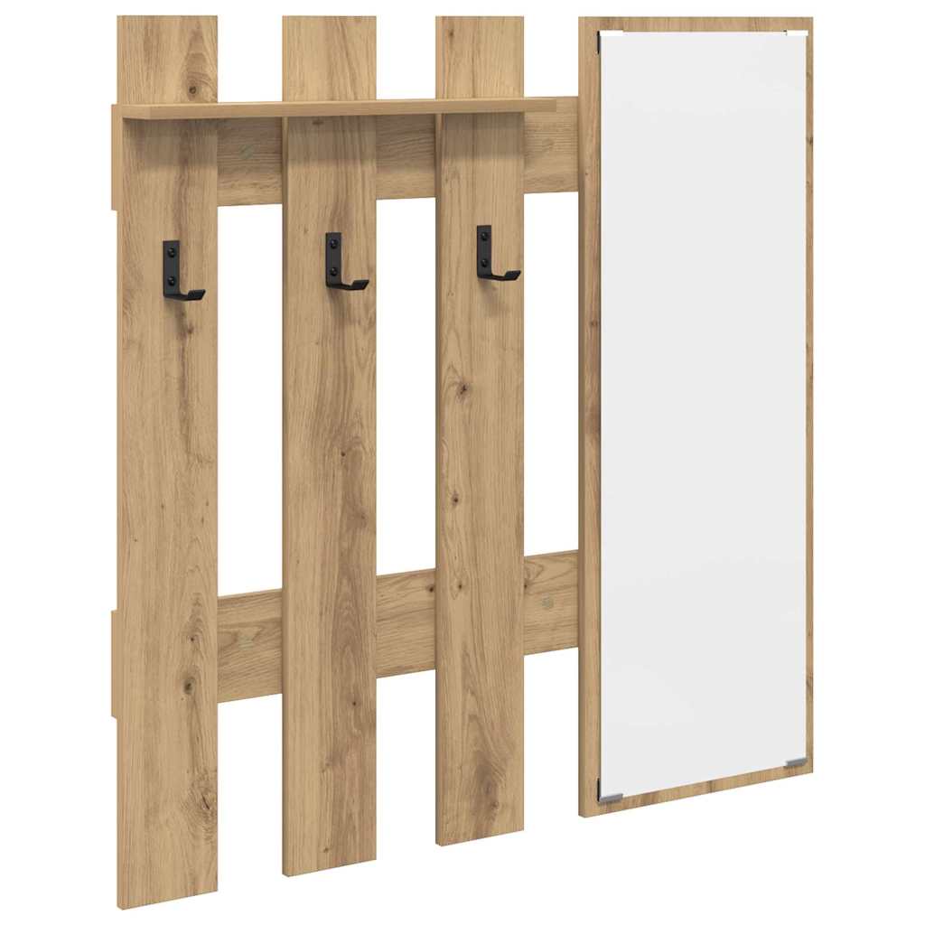 Vegghengt kleshenger med speil Håndverks eik 100 x 10 x 100 cm
