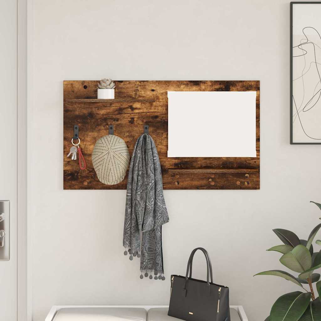 Vegghengt kleshenger Røkt eik 90 x 10 x 50 cm Konstruert tre