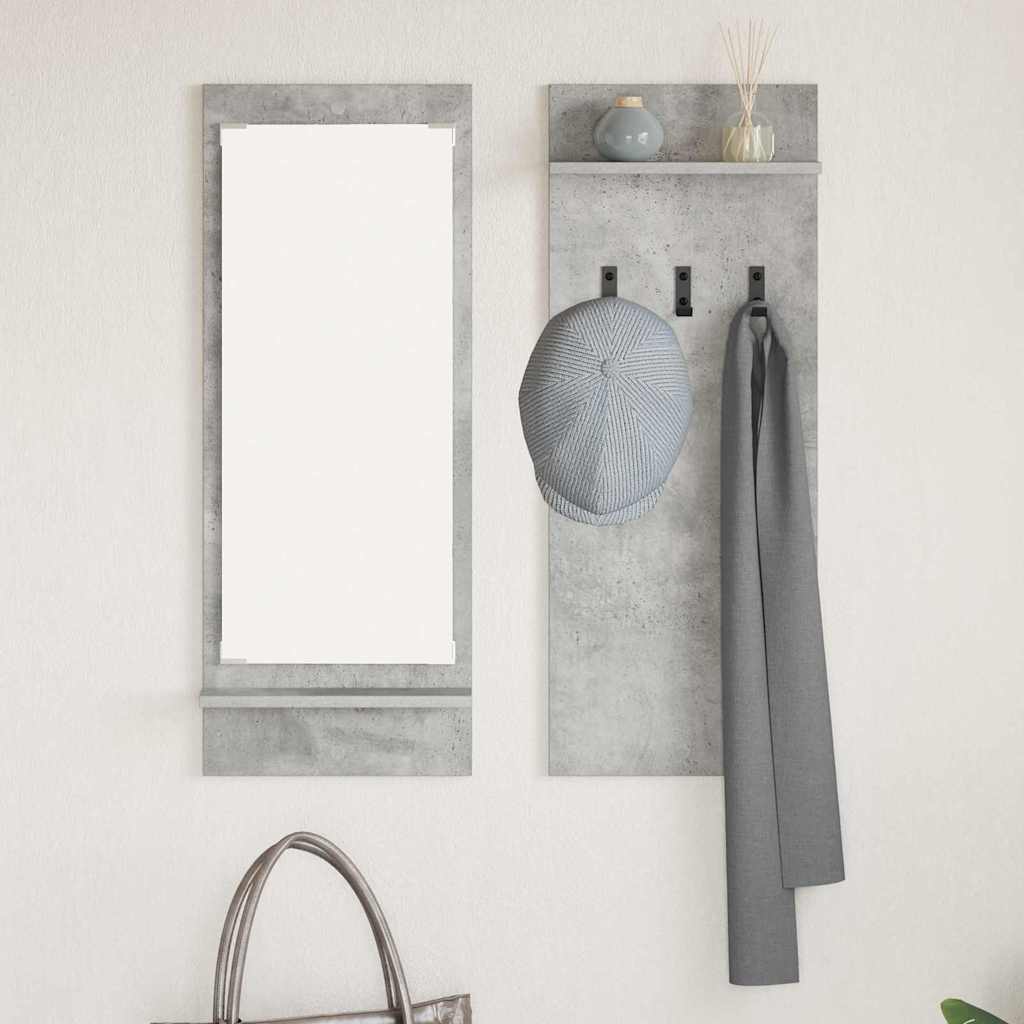 Vegghengt kleshenger Betonggrå 70 x 10 x 90 cm Konstruert tre