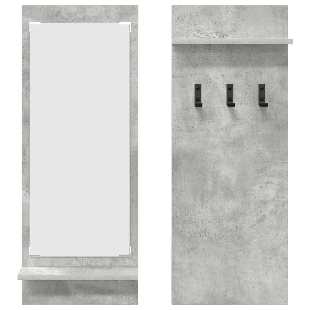 Vegghengt kleshenger Betonggrå 70 x 10 x 90 cm Konstruert tre