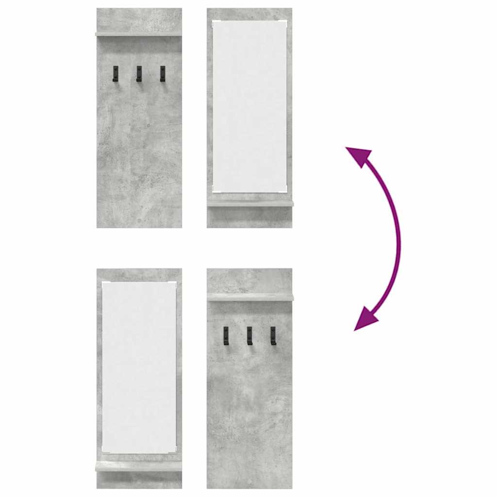 Vegghengt kleshenger Betonggrå 70 x 10 x 90 cm Konstruert tre