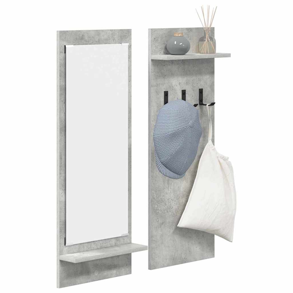 Vegghengt kleshenger Betonggrå 70 x 10 x 90 cm Konstruert tre