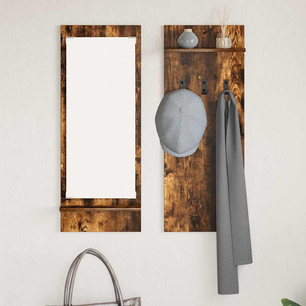 Vegghengt kleshenger Røkt eik 70 x 10 x 90 cm Konstruert tre