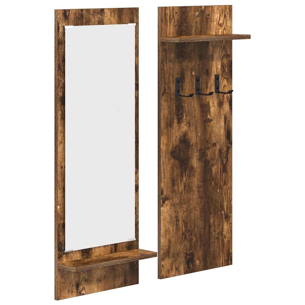 Vegghengt kleshenger Røkt eik 70 x 10 x 90 cm Konstruert tre