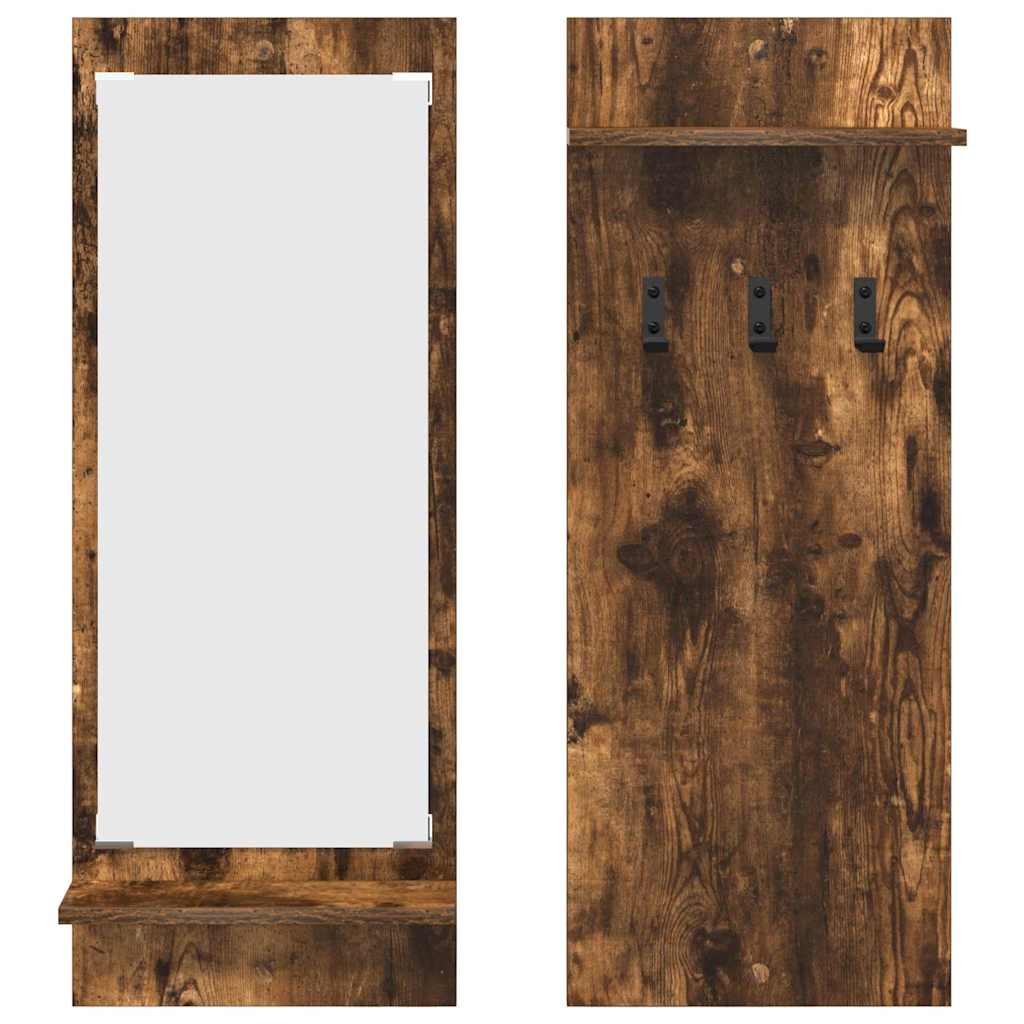 Vegghengt kleshenger Røkt eik 70 x 10 x 90 cm Konstruert tre