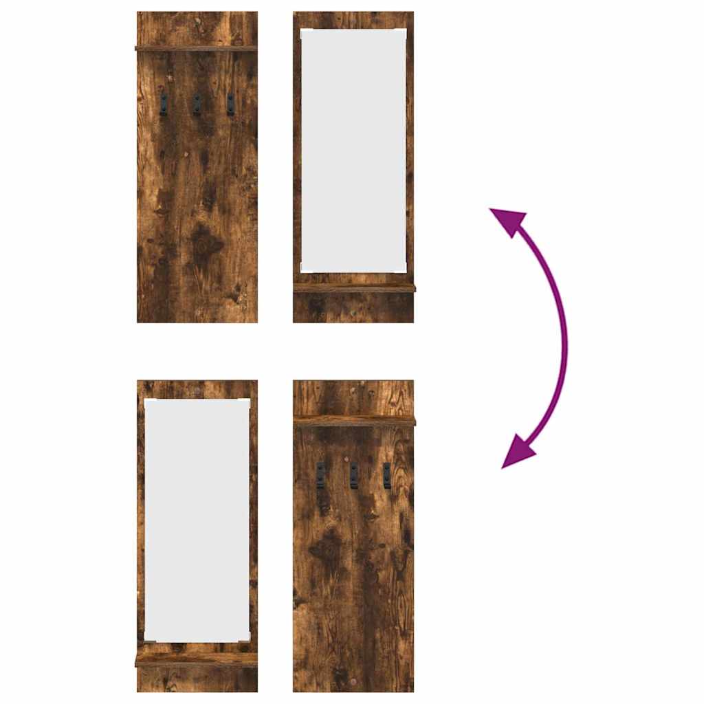 Vegghengt kleshenger Røkt eik 70 x 10 x 90 cm Konstruert tre
