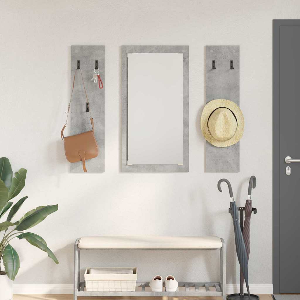 Vegghengt kleshenger Betonggrå 96 x 1.5 x 90 cm Konstruert tre