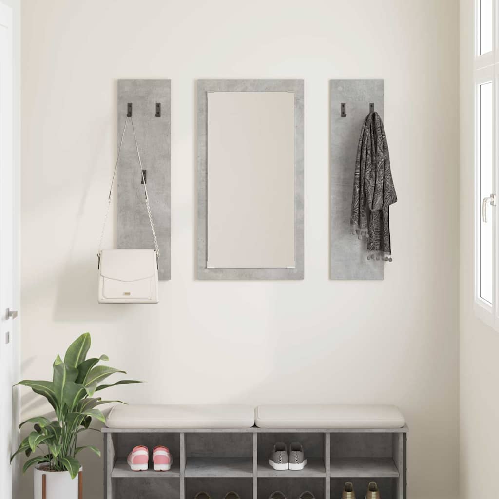 Vegghengt kleshenger Betonggrå 96 x 1.5 x 90 cm Konstruert tre
