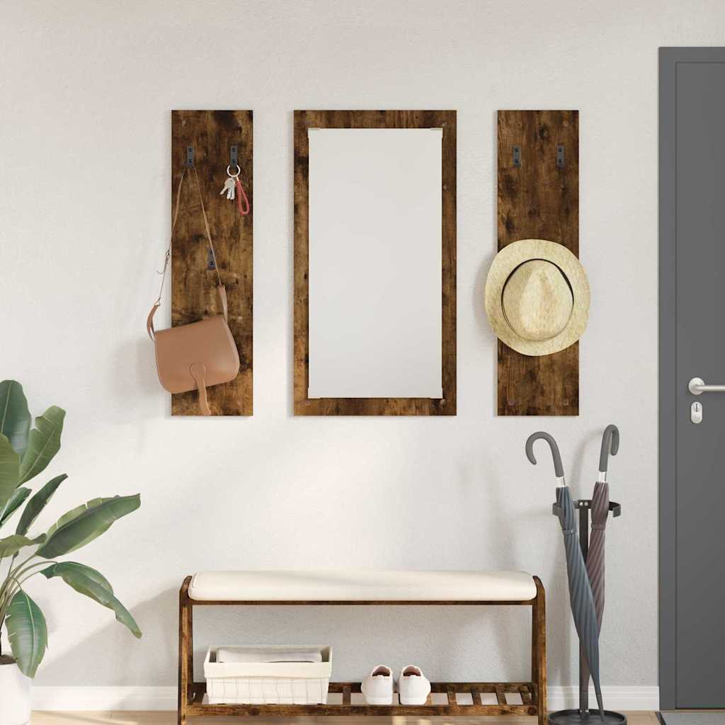 Vegghengt kleshenger Røkt eik 96 x 1.5 x 90 cm Konstruert tre