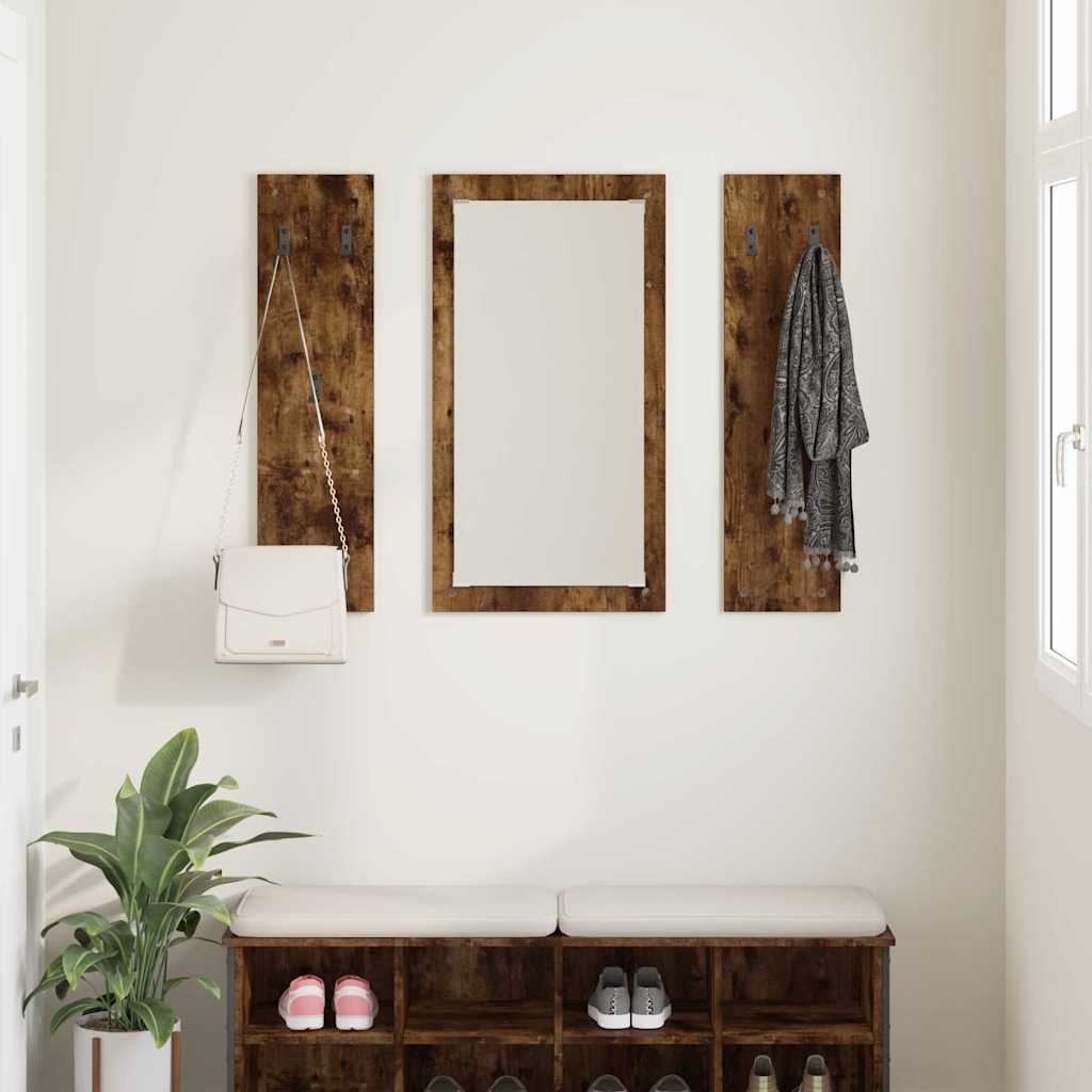 Vegghengt kleshenger Røkt eik 96 x 1.5 x 90 cm Konstruert tre