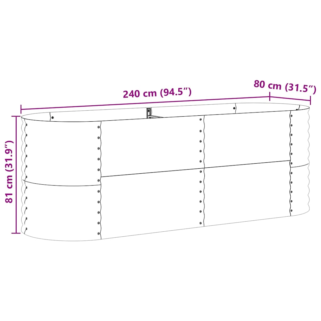 Hevet bed Brun 240 x 80 x 81 cm Stål
