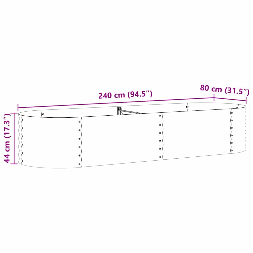 Hevet bed Brun 240 x 80 x 44 cm Stål